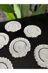 Flowers Beyaz İş Sarma Nakışlı Sunum Peçetesi 2 Kişilik