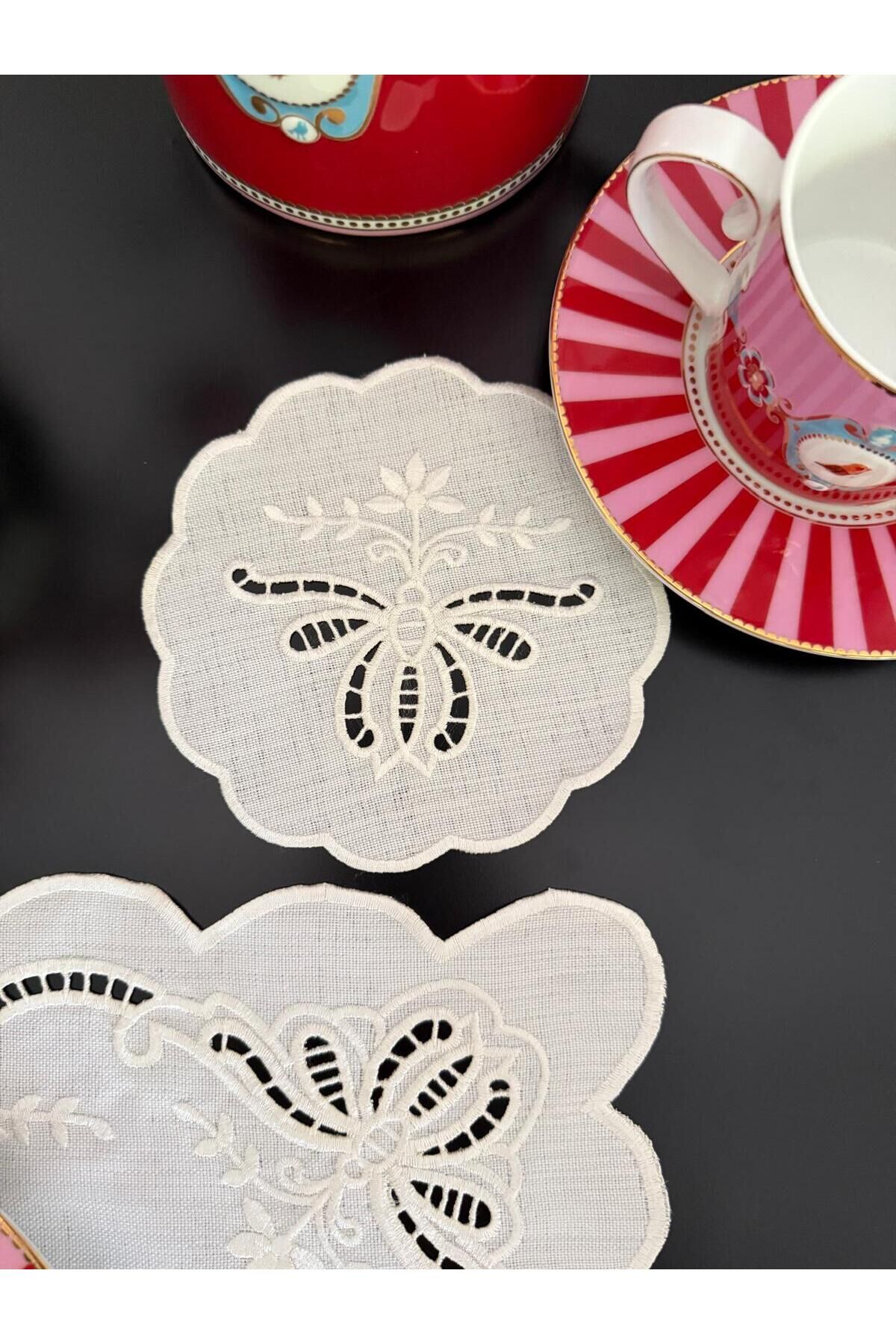 Silk Cocoon Beyaz Iş Kokteyl Peçete 2 Kişilik