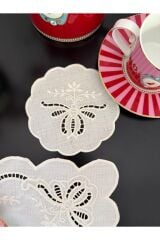 Silk Cocoon Beyaz Iş Kokteyl Peçete 2 Kişilik