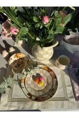 Brillant Serisi - Gold Çerçeveli Amerikan ve Peçetesi 2 Kişilik