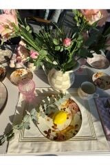 Brillant Serisi - Gold Çerçeveli Amerikan ve Peçetesi 2 Kişilik