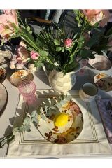 Brillant Serisi - Gold Çerçeveli Amerikan ve Peçetesi 2 Kişilik