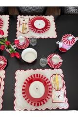 Love Birds Amerikan Servis Peçete ve Çatal Kılıfı 3 lü Set (2 Kişilik)