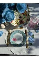 Mavi Ortanca Amerikan Servis 2 Kişilik - İthal Keten